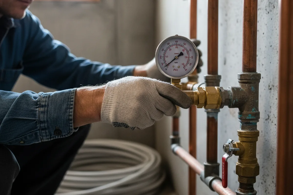 Pressure testing a repaired line during Water Line Repair in Chapman Ranch